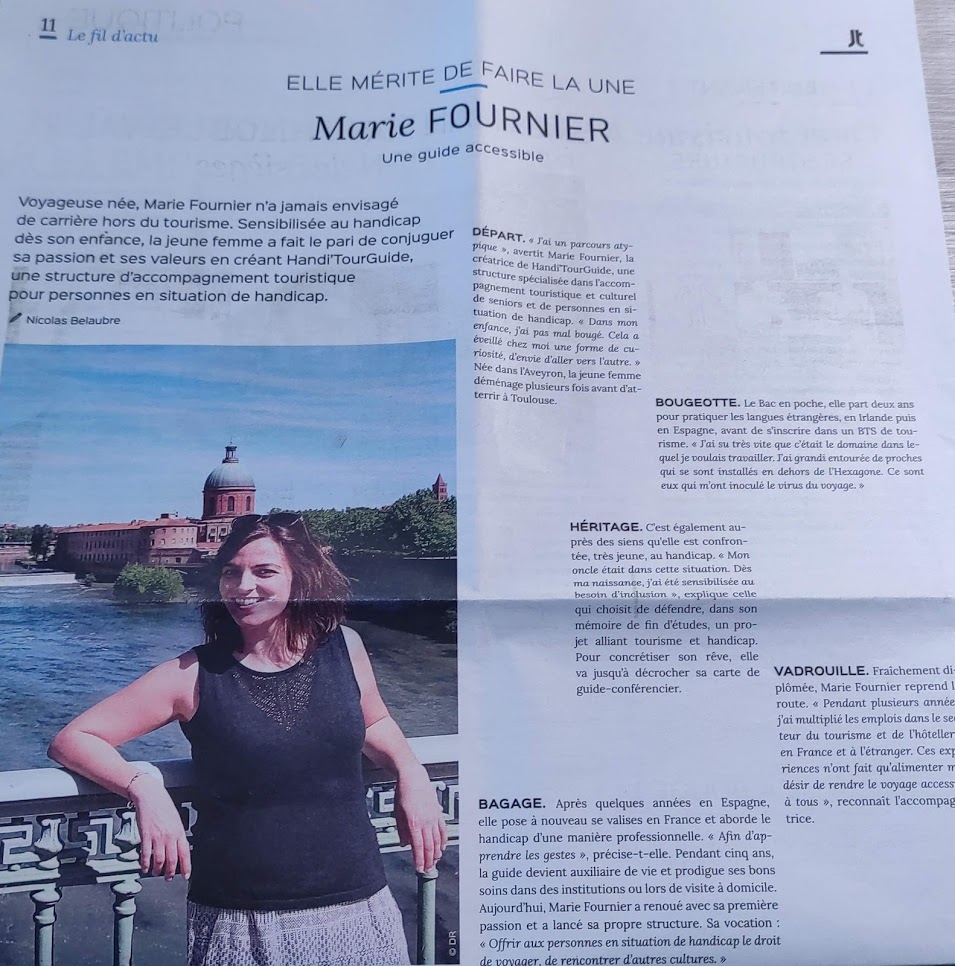 Article de presse le journal Toulousain Marie Fournier guide accessible Handi'TourGuide
